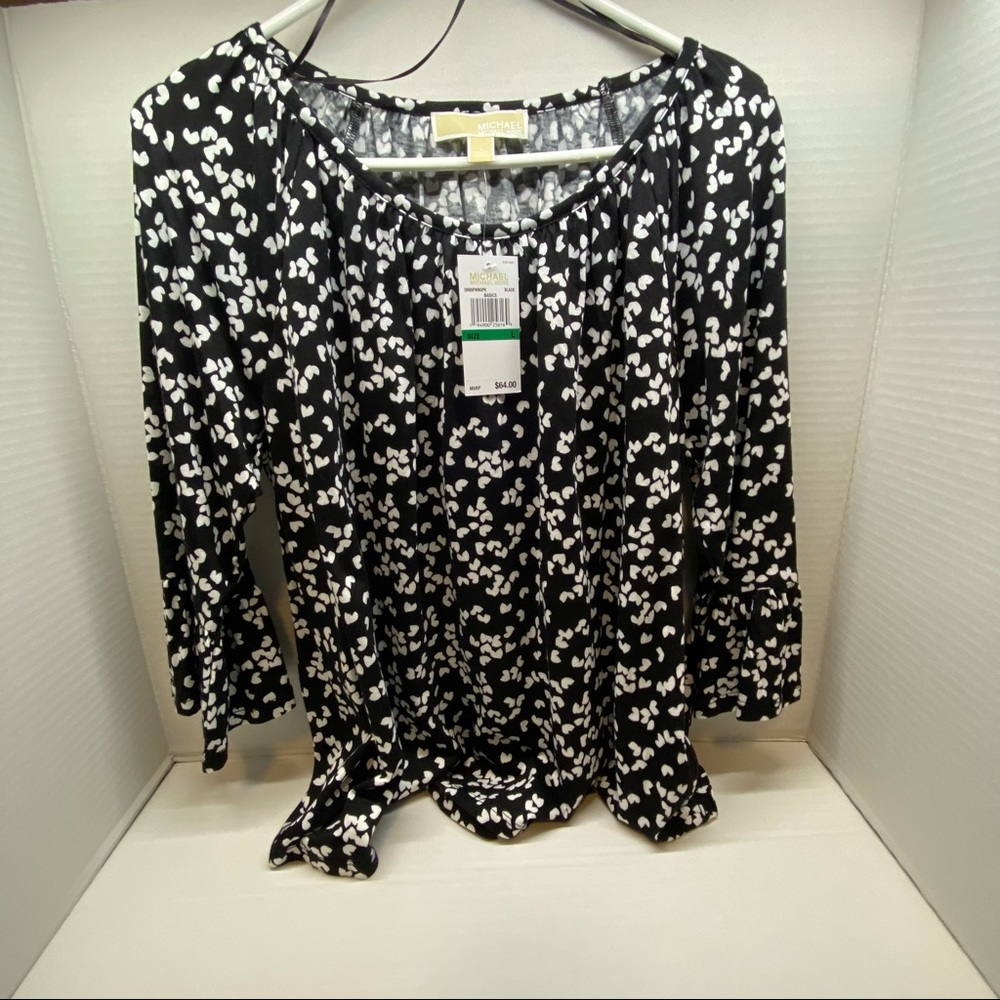 Michael Kors heart design 3 1/4 sleeve shirt